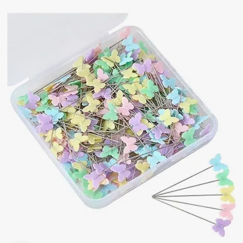 Pastel Butterfly Head Pins - Multi-Color Sewing & Craft Pins